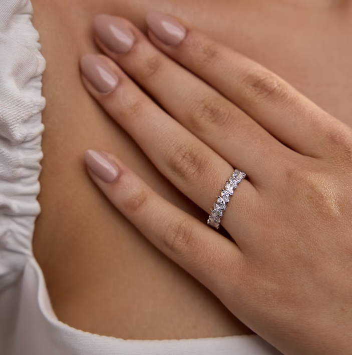 2ct Side-by-Side Marquise Halo Eternity Diamond Ring
