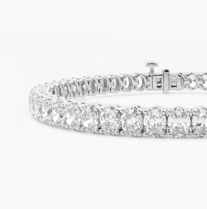 9ct Lab Oval Tennis Bracelet - White Gold 14kt